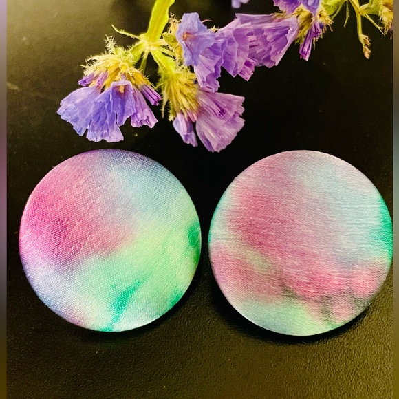 Vintage Southwest Silks Hand Painted Silk  Earrings - Picture 2 of 5